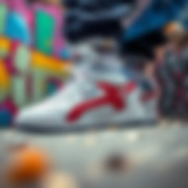 Cultural Significance of Fila in Urban Art Artistic representation of Fila shoes amidst graffiti art