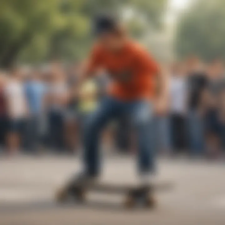 Scott Stevens inspiring young skaters at a skateboarding event