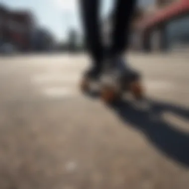 An artistic representation of shadow skates in an urban environment