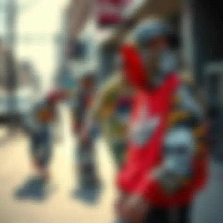 Skate Culture: A Canvas of Identity An urban skate scene showcasing diverse graphic apparel