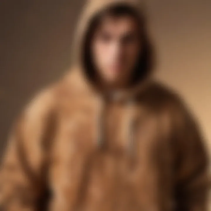 Close-up of a skateboarder wearing a brown tie dye hoodie during a trick