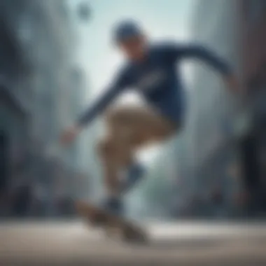 Skateboarding in Vans Rowan Blue Skateboarder wearing Vans Rowan Blue in action