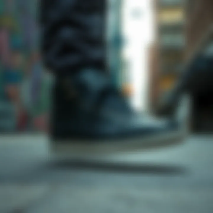 Artistic representation of the Busenitz shoes against a backdrop of urban skate culture