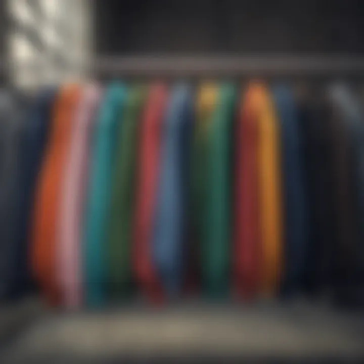 A collection of plain hoodies in various colors hanging on a rack