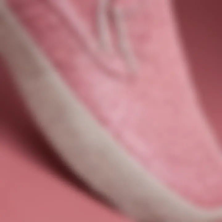 Close-up of pink Vans highlighting the texture and material