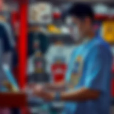 Navigating Online Retailers An individual selecting a graphic tee online