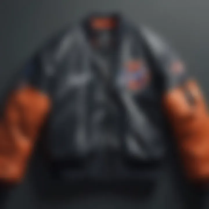 Close-up of the unique design elements of the Space Jam bomber jacket, showcasing its intricate details.