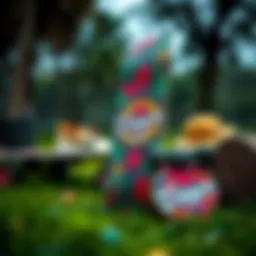 A vibrant skateboard deck featuring Empyre branding