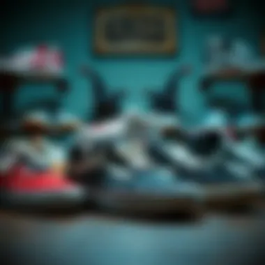 A collection of iconic Vans shoes displayed artistically