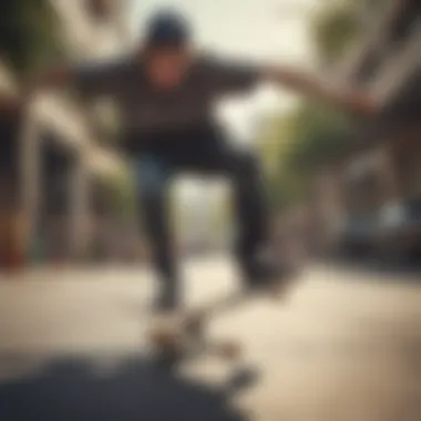 Skater performing a trick while wearing Janoski Zoom shoes on a skateboard