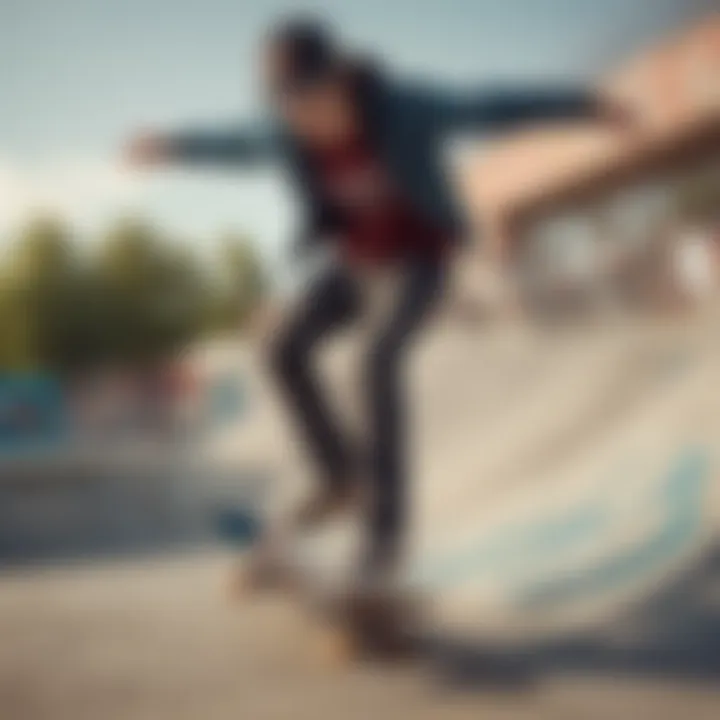 A skateboarder using a Jansport pack while performing tricks at a skate park.