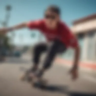 A skater wearing Pit Viper sunglasses while performing a trick