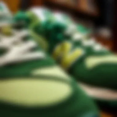 Quality Materials of New Balance 997h Green Close-up view of the quality materials used in New Balance 997h Green, highlighting craftsmanship and texture