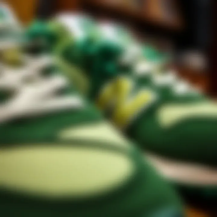 Quality Materials of New Balance 997h Green Close-up view of the quality materials used in New Balance 997h Green, highlighting craftsmanship and texture