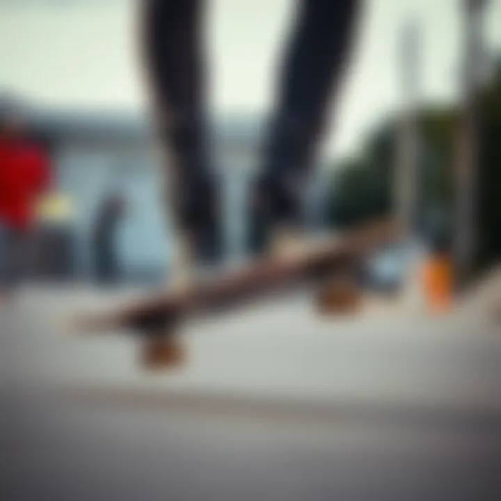 A skateboarder wearing the Nike VNTG 77, demonstrating performance during a trick