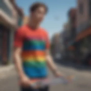 Artistic representation of the rainbow stripe t-shirt's cultural significance