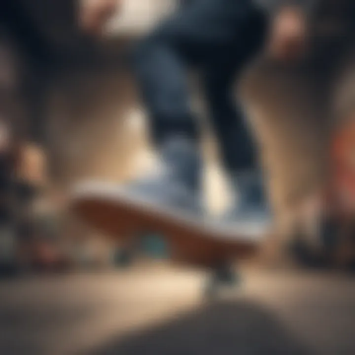 Skateboarder performing tricks in Vans shoes