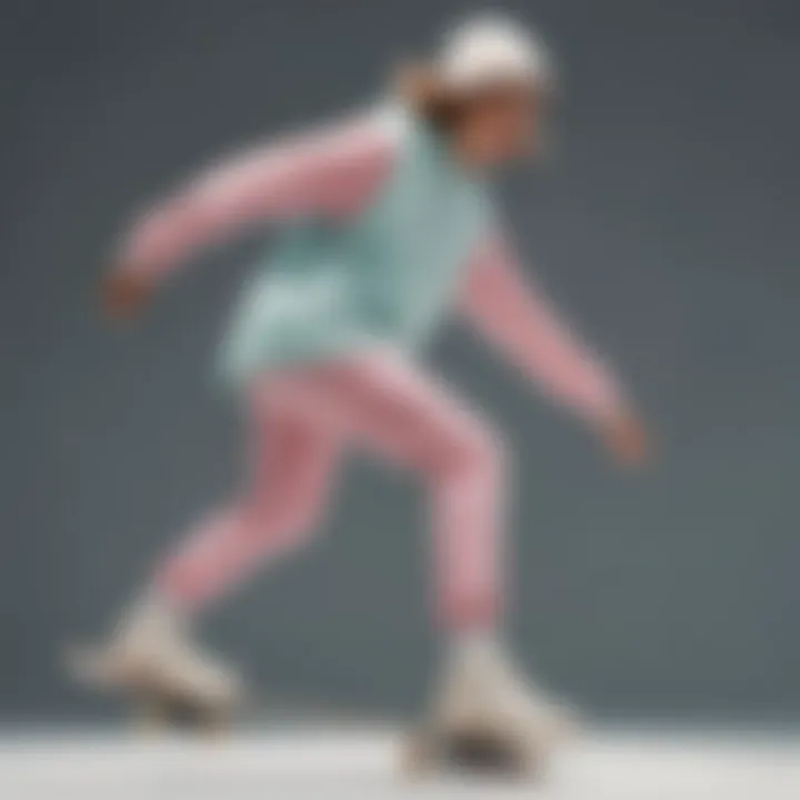 Skater performing tricks while wearing a pastel windbreaker