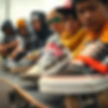 Diverse Styles of Strap Vans in Skate Culture Group of skaters wearing various styles of strap vans