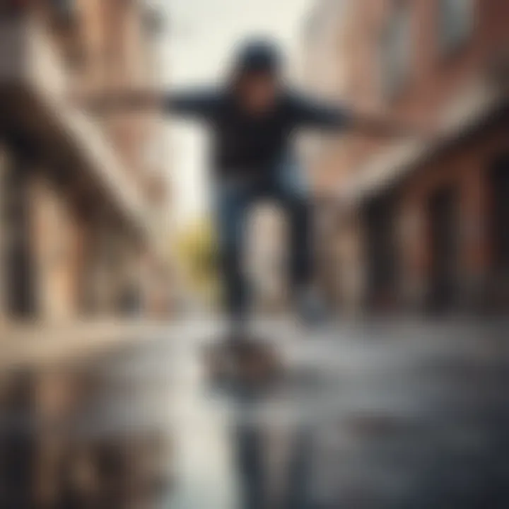 Skater performing a trick using an Almost deck on a street