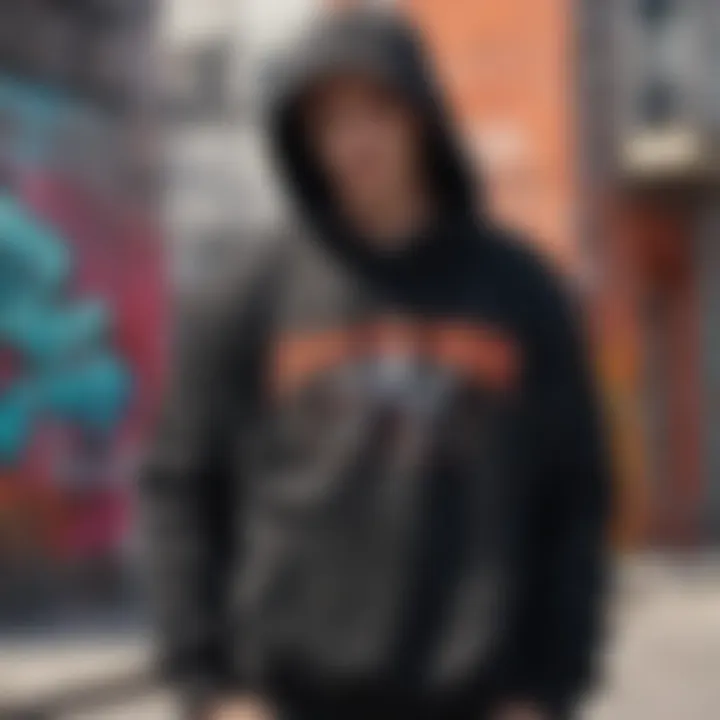 A vibrant Thrasher hoodie displayed against a graffiti backdrop, showcasing the brand's street culture roots.