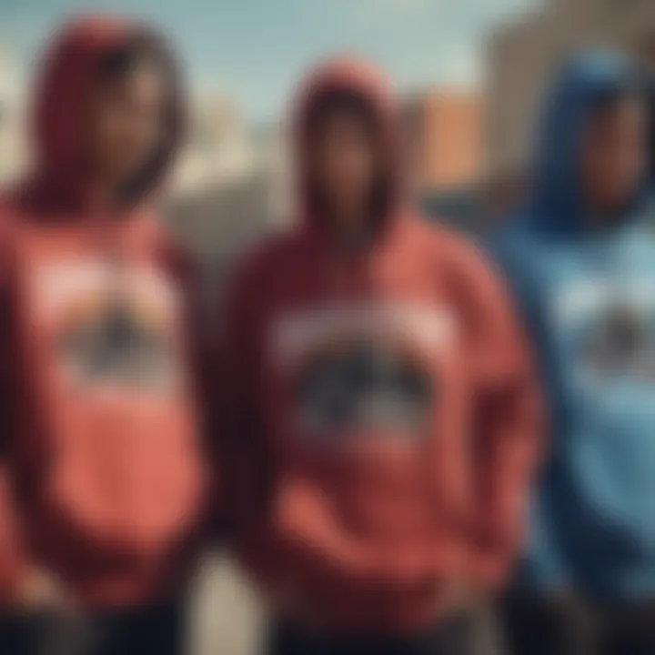 A group of skateboarders wearing Thrasher hoodies, capturing the essence of community and shared passion for skate culture.