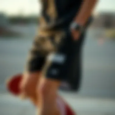 Stylish Outfit with Vans Black Primary Volley Shorts Stylish outfit combination featuring Vans Black Primary Volley Shorts and skateboard gear.