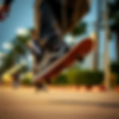 Skateboarder in Action Wearing Vans Skateboarder performing a trick in Vans shoes