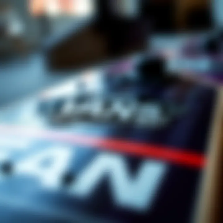 Vans Logo on Skateboard Deck Close-up of Vans logo on skateboard deck