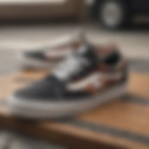 A close-up of Vans skate shoes showcasing unique design elements