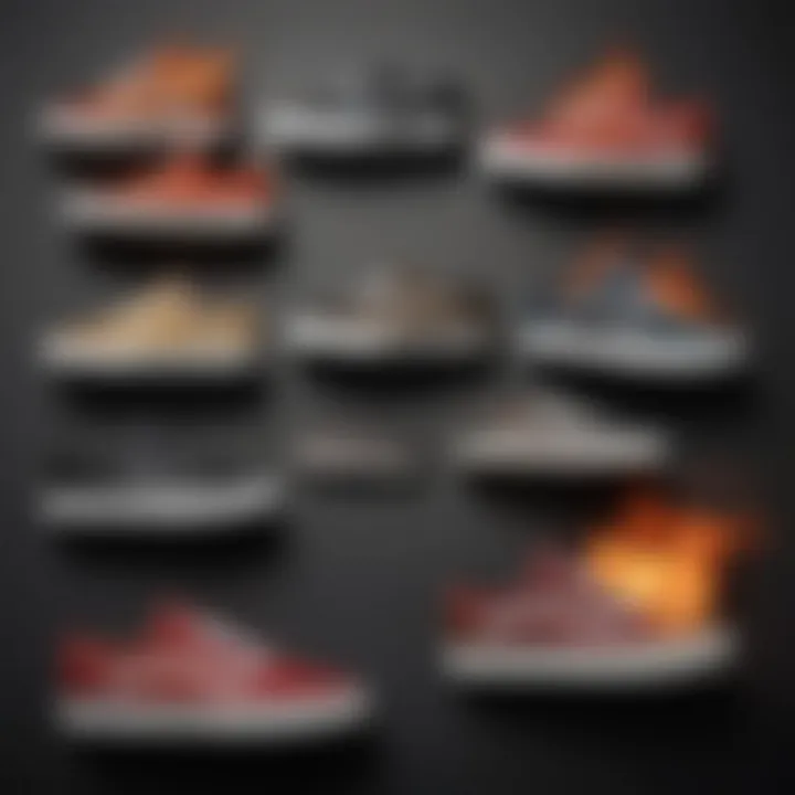 Artistic depiction of skate shoes evolution with flames