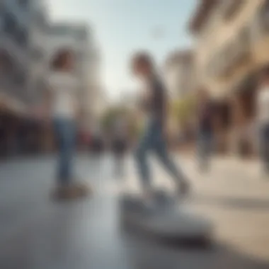 Group of skaters enjoying a session, with grey slip-on Vans visible in action