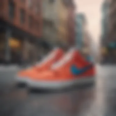 Stylish Nike skateboarding sneakers in a vibrant urban setting