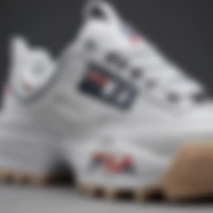 Close-up of Fila Disruptor II detailing and branding