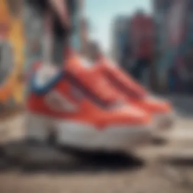 Vibrant Colorway and Street Art The Fila Disruptor II in a vibrant colorway against a graffiti backdrop.