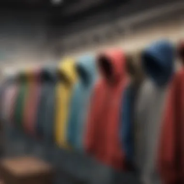 A vibrant collection of hoodies displayed in a retail store