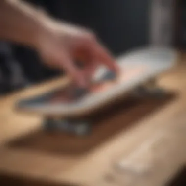 Close-up of fingerboard trick demonstration using accessories