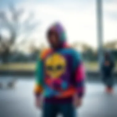 Vibrant Hoodie Designs in Skate Culture Vibrant hoodie designs in a skatepark setting