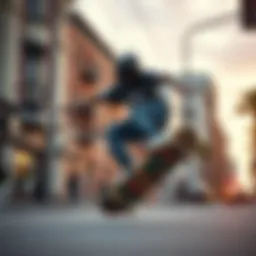 Skateboarder executing a trick on H Street