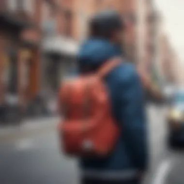 A stylish skateboarder showcasing the Herschel Seventeen Pack in an urban setting