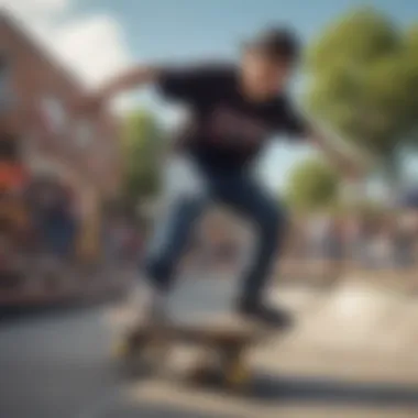 A vibrant skateboarding community gathered at a skate park