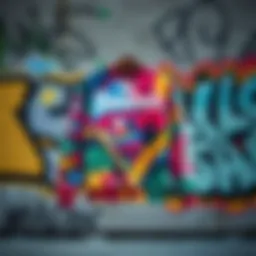 A vibrant Hundreds long sleeve displayed against a graffiti backdrop