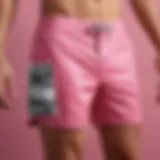 Historical design evolution of Hurley pink board shorts.