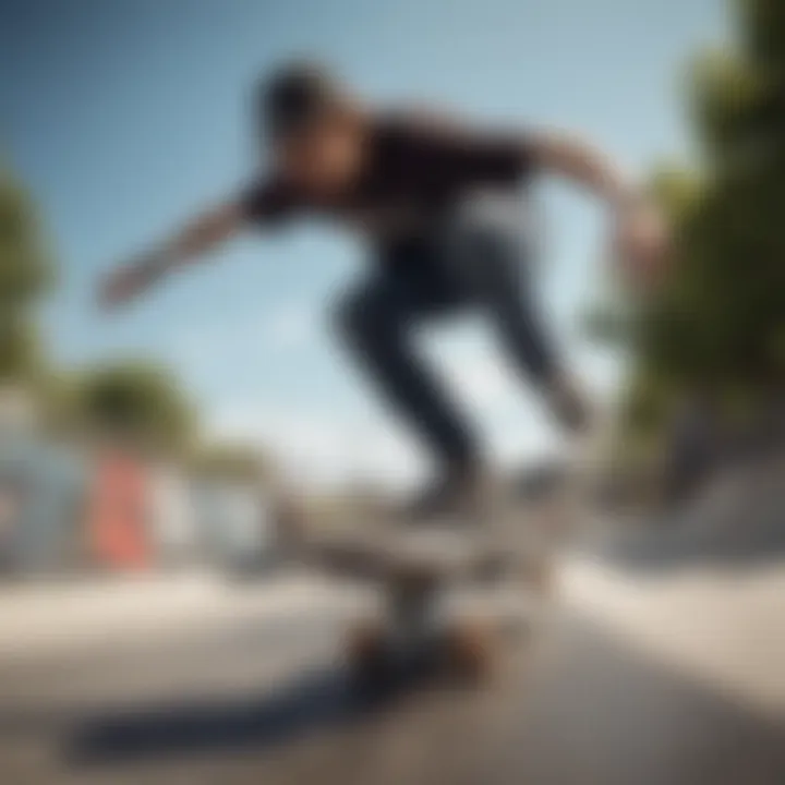 A skateboarder wearing the Independent Truck Company hat while performing a trick at a skate park.