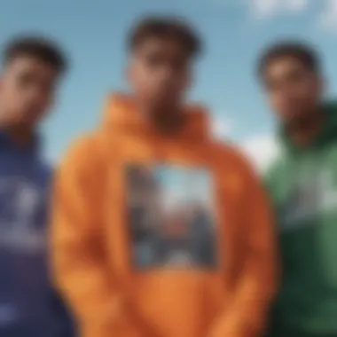 Group of friends enjoying music while wearing Juice WRLD hoodies, representing community