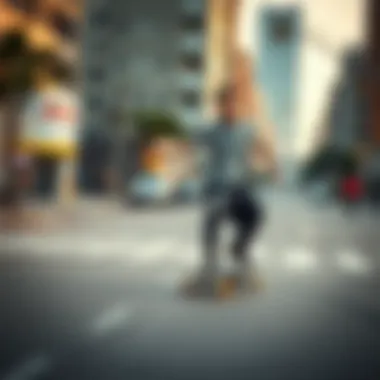 Urban Riding Experience with Juiced Electric Skateboard Electric skateboard user enjoying a ride in an urban setting