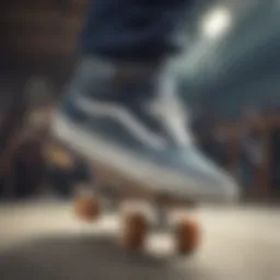 Close-up view of Kyle Walker Vans shoes on a skateboard