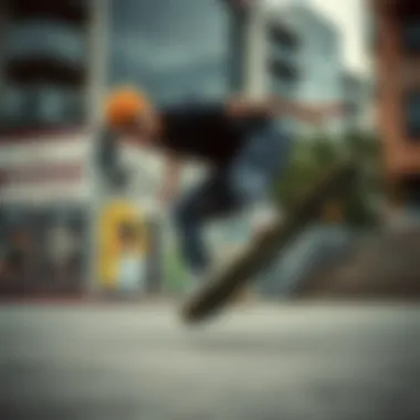 Skateboarder practicing the Converse Move in an urban setting