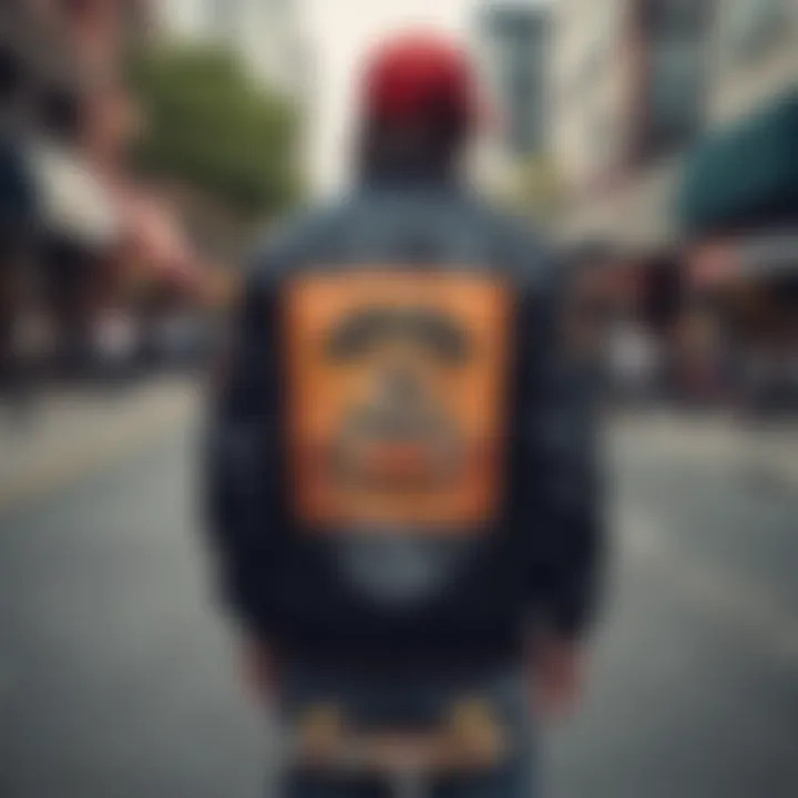 Artistic representation of the jacket's influence on skateboarding culture