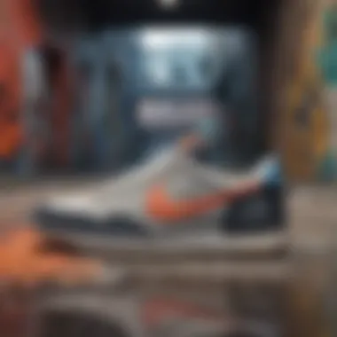 Nike Daybreak Against Urban Graffiti Nike Daybreak shoes with urban graffiti background